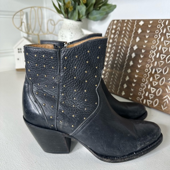 Lucchese Western Cowboy Studded Black Ankle Boots Women’s - Size 8B - Picture 6 of 10